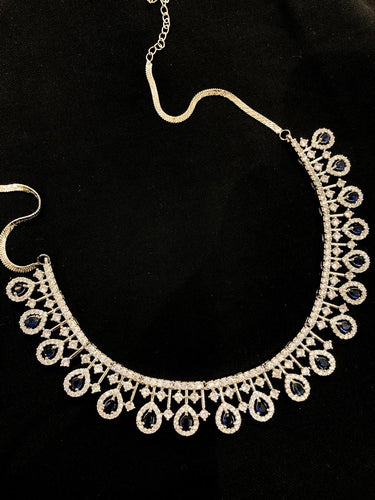 Sleek Blue Drop Necklace Set